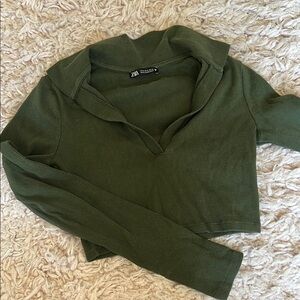 Zara Olive Green Cropped shirt
